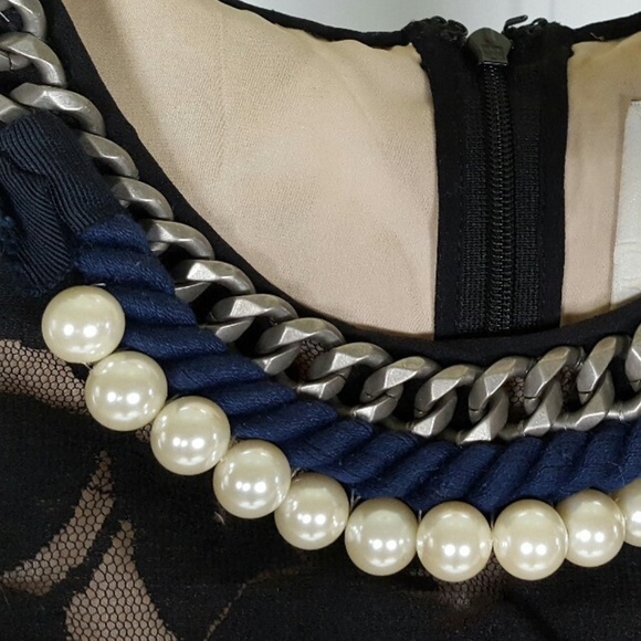 3.1 Phillip Lim Lace Overlay Pearl Neckline Mini Dress - size 10 - Picture 3 of 5